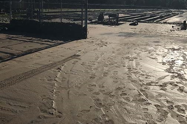 Mud from the floodwaters covered every inch of the hatchery inside and outside