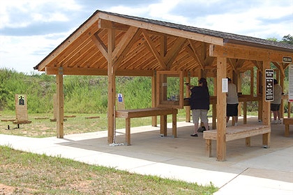 25-yard pistol range with 5 shooting stations