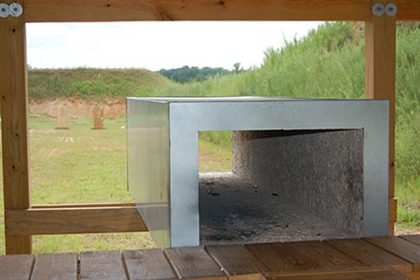 Sound suppression box on 100-yard rifle range with 5 shooting stations
